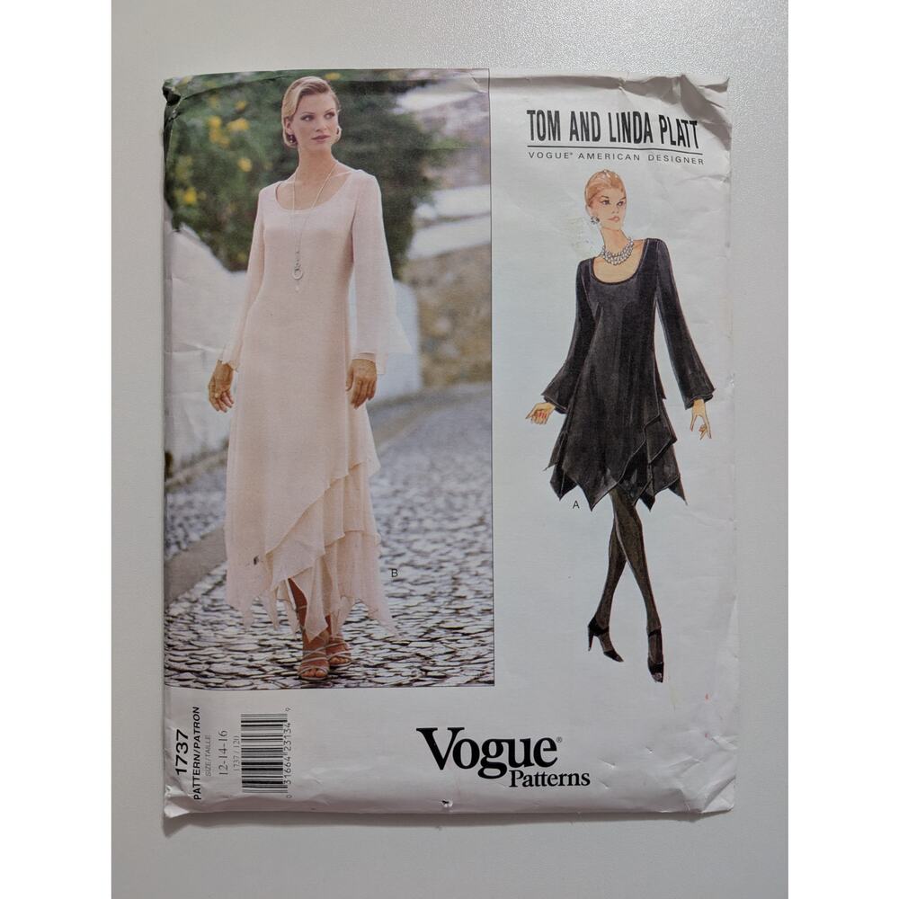 1737 Vogue Evening Dress Pattern by Tom and Linda Platt Sizes 12 14 16